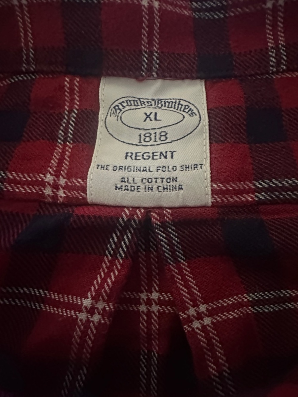 Brooks Brothers Regent Plaid Red Navy Button-Down Men’s Dress Shirt Size XL